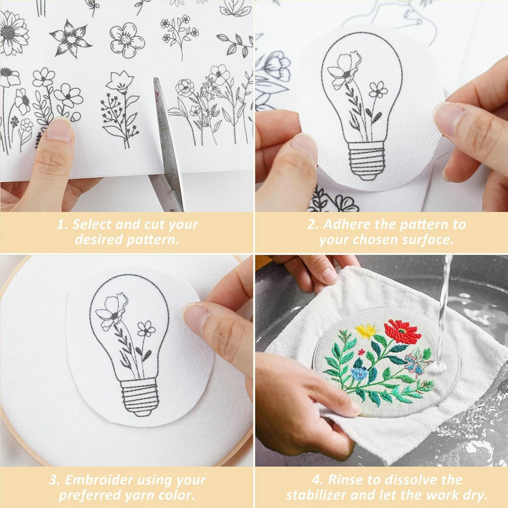 4 Sheets Water Soluble Embroid - Embroidery Meaning ulasan dan harga