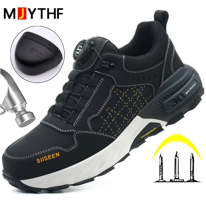 Black Leather Safety Shoes Sec - Embroidery Garments ulasan dan harga