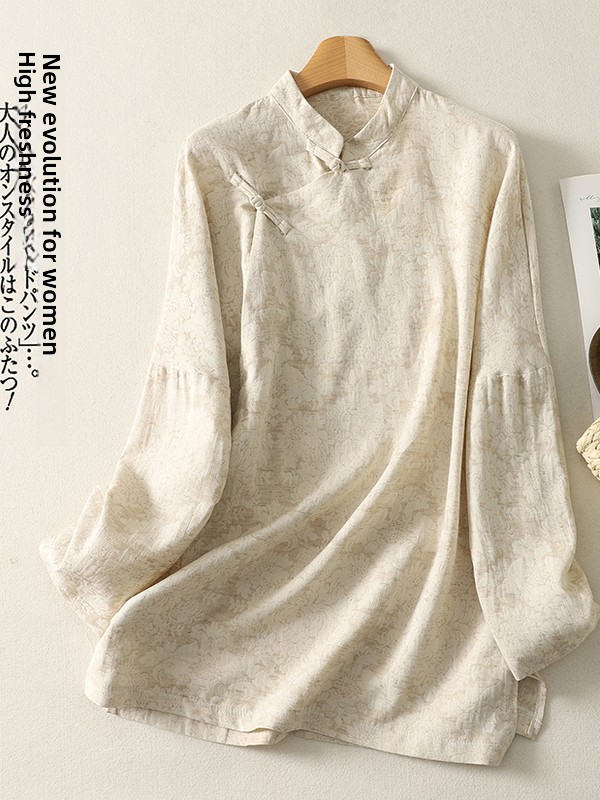 Retro Floral Embroidery Cotton - Embroidery Cotton Shirt ulasan dan harga
