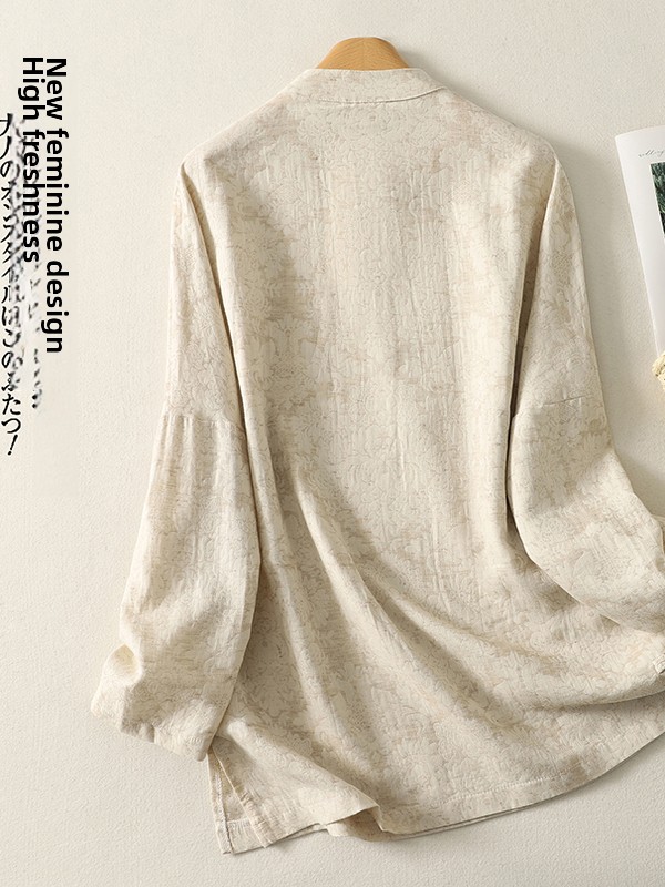 Retro Floral Embroidery Cotton - Embroidery Cotton Shirt ulasan dan harga